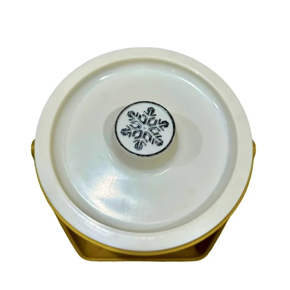 Vintage 1970s Rubbermaid Ice Bucket Harvest Gold 2260 Snowflake Lid Retro 9 Inch
